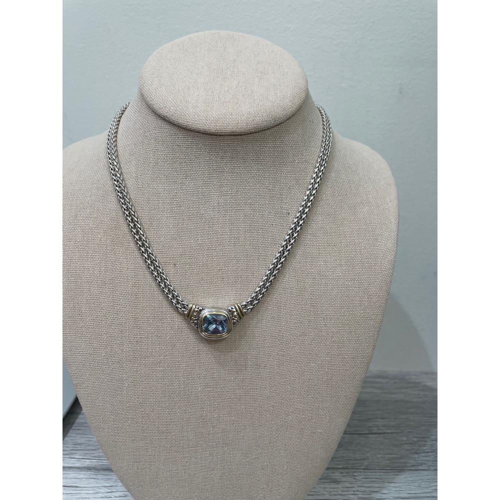 John Medeiros Nouveau Double Strand Necklace Aqua Blue‎ stone 16"